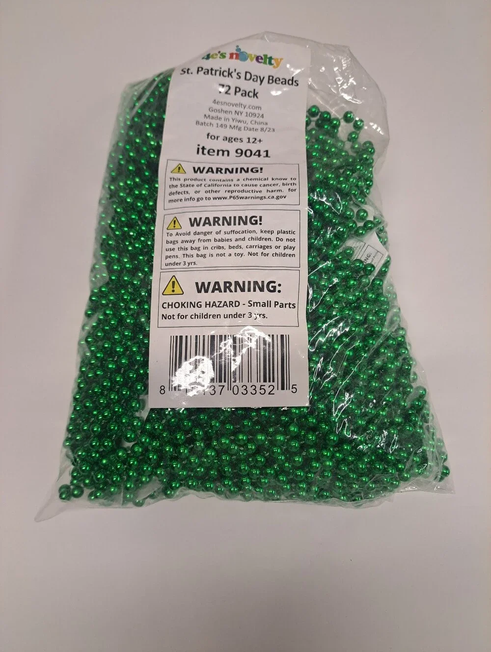 Necklace 4e's Novelty 72 Pcs Bulk Green